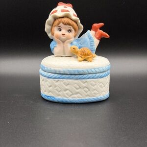 Charming Trinket Box with Girl and Turtle